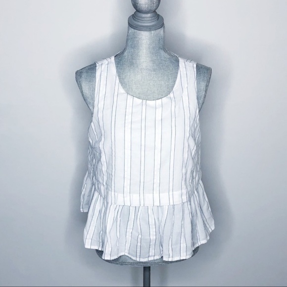 Cato Tops - Cato Tank Top Cotton Peplum White Size Medium(H66)